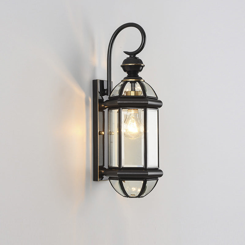 Traditionelle Vintage Runde Zylinder Glas Kupfer 1-Licht Wandleuchte Lampe Für Garten | Brehn