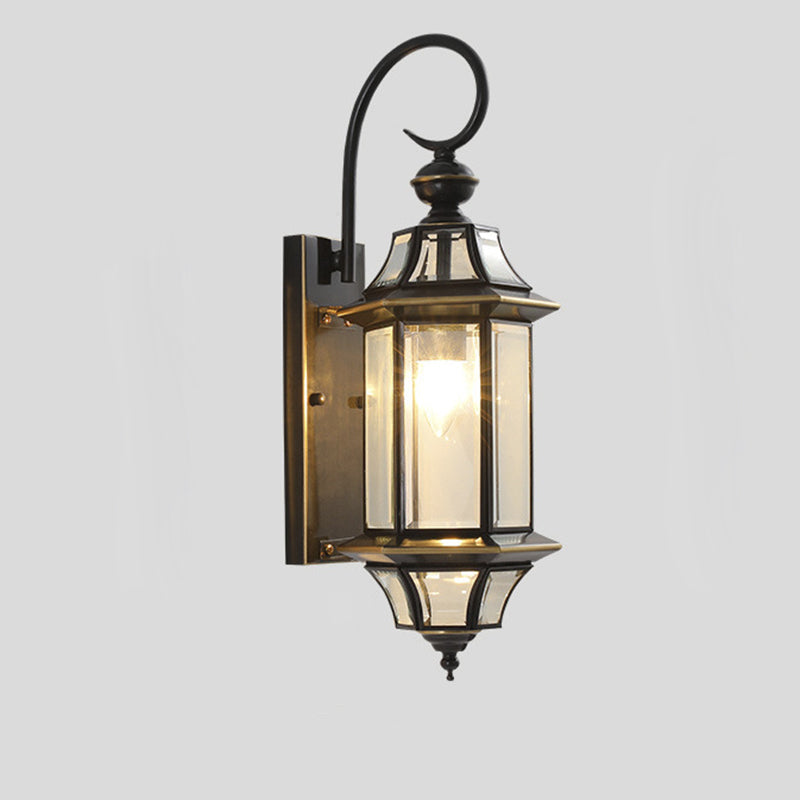 Traditionelle Vintage Runde Zylinder Glas Kupfer 1-Licht Wandleuchte Lampe Für Garten | Brehn