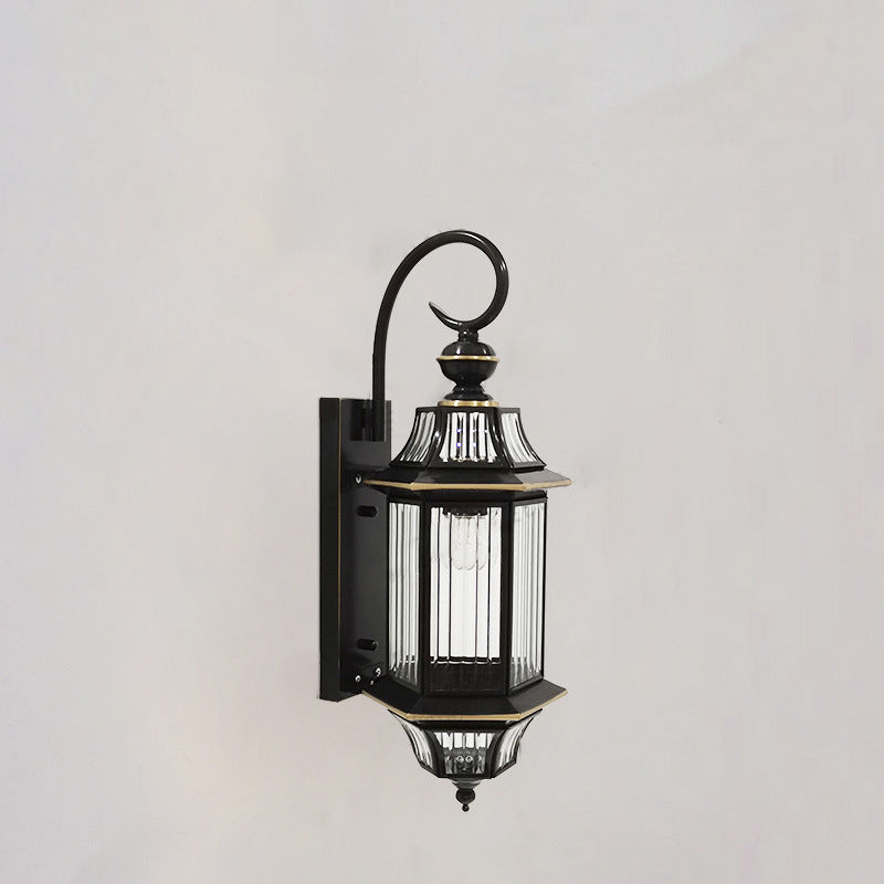 Traditionelle Vintage Runde Zylinder Glas Kupfer 1-Licht Wandleuchte Lampe Für Garten | Brehn