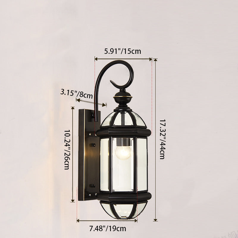 Traditionelle Vintage Runde Zylinder Glas Kupfer 1-Licht Wandleuchte Lampe Für Garten | Brehn