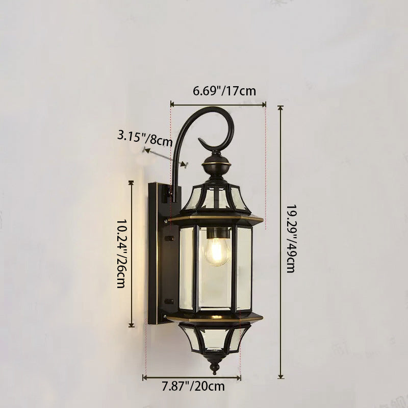 Traditionelle Vintage Runde Zylinder Glas Kupfer 1-Licht Wandleuchte Lampe Für Garten | Brehn