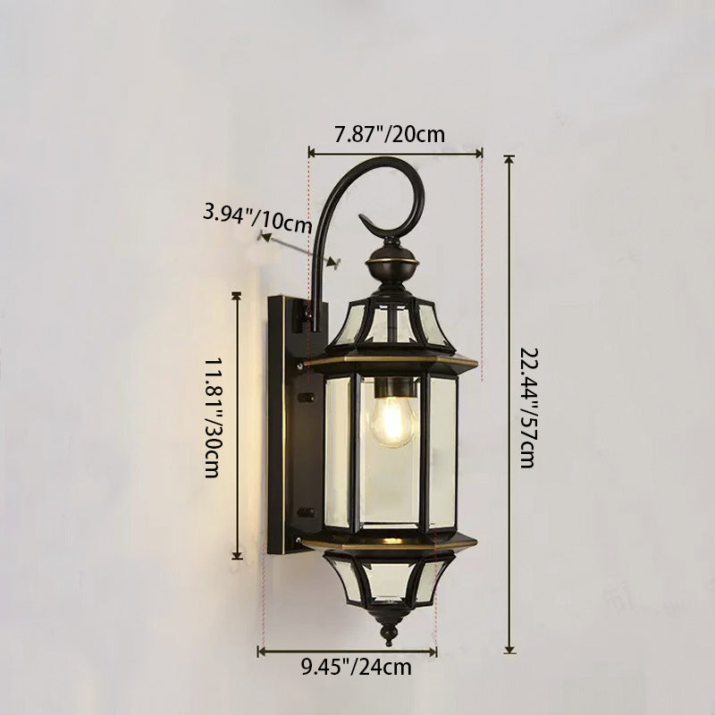 Traditionelle Vintage Runde Zylinder Glas Kupfer 1-Licht Wandleuchte Lampe Für Garten | Brehn