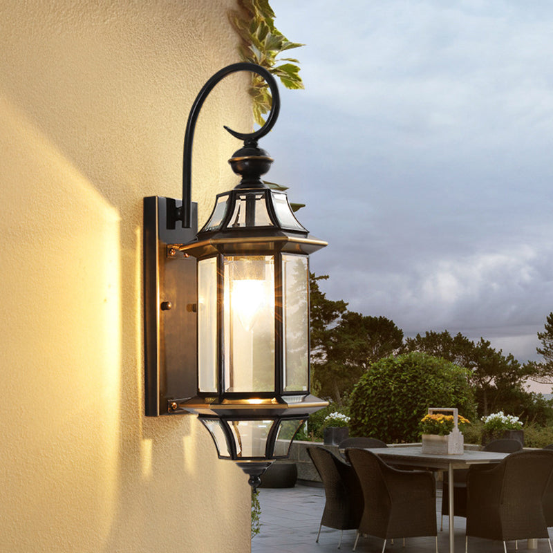 Traditionelle Vintage Runde Zylinder Glas Kupfer 1-Licht Wandleuchte Lampe Für Garten | Brehn