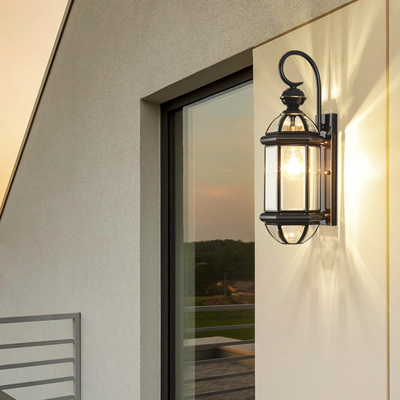 Traditionelle Vintage Runde Zylinder Glas Kupfer 1-Licht Wandleuchte Lampe Für Garten | Brehn