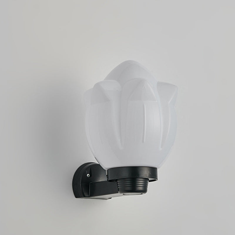 Moderne Schlichtheit Blumenform Quadratisch Zylinder Ball Acryl ABS Eisen 1-Licht Wandleuchte Lampe für Außenbereich Patio | Brehn