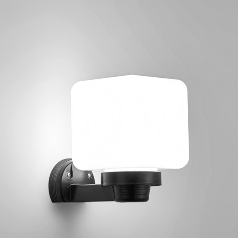 Moderne Schlichtheit Blumenform Quadratisch Zylinder Ball Acryl ABS Eisen 1-Licht Wandleuchte Lampe für Außenbereich Patio | Brehn