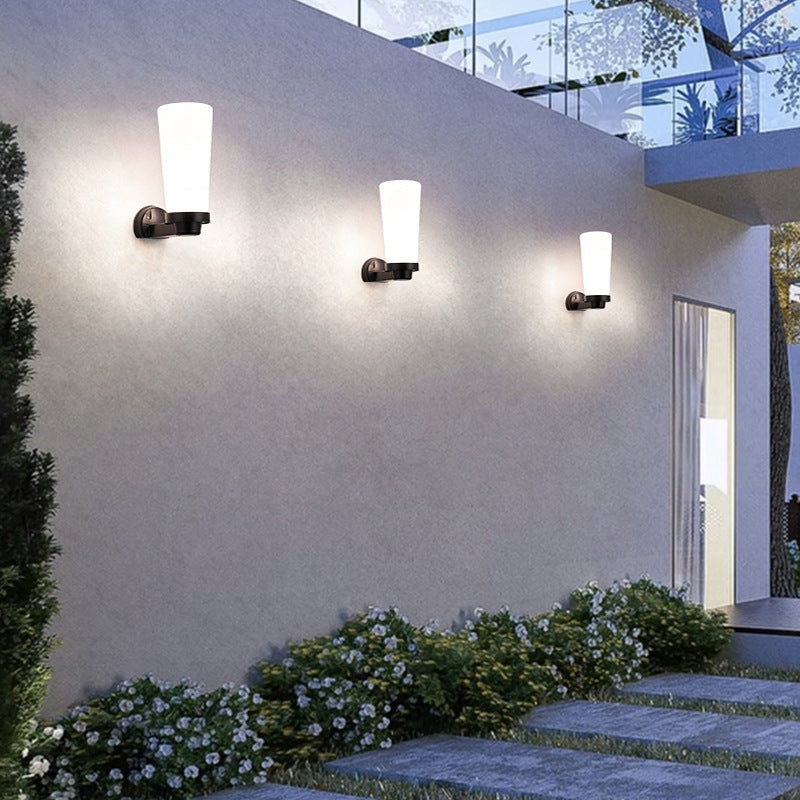 Moderne Schlichtheit Blumenform Quadratisch Zylinder Ball Acryl ABS Eisen 1-Licht Wandleuchte Lampe für Außenbereich Patio | Brehn
