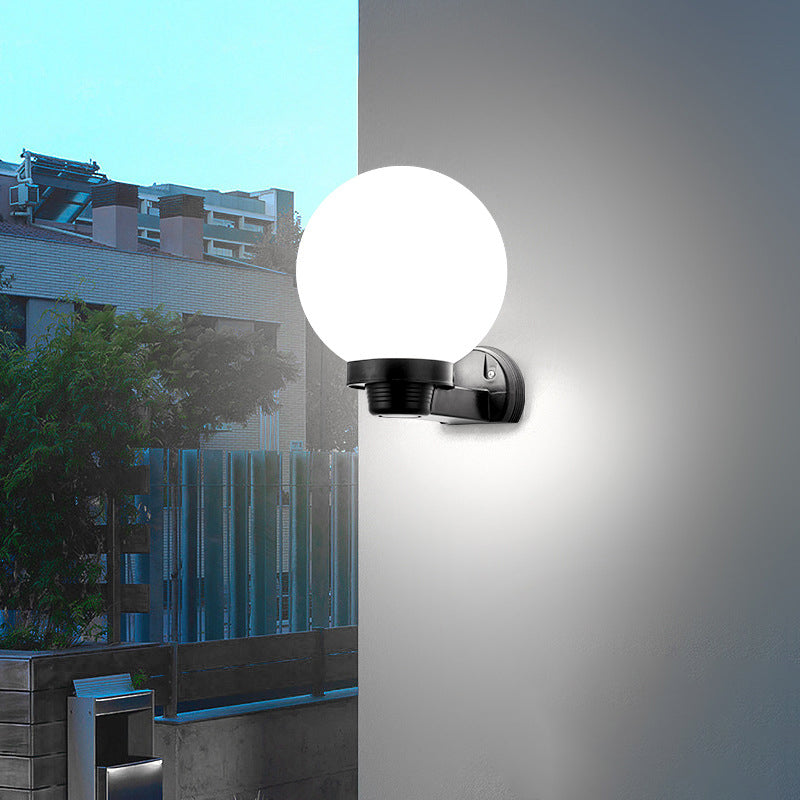 Moderne Schlichtheit Blumenform Quadratisch Zylinder Ball Acryl ABS Eisen 1-Licht Wandleuchte Lampe für Außenbereich Patio | Brehn
