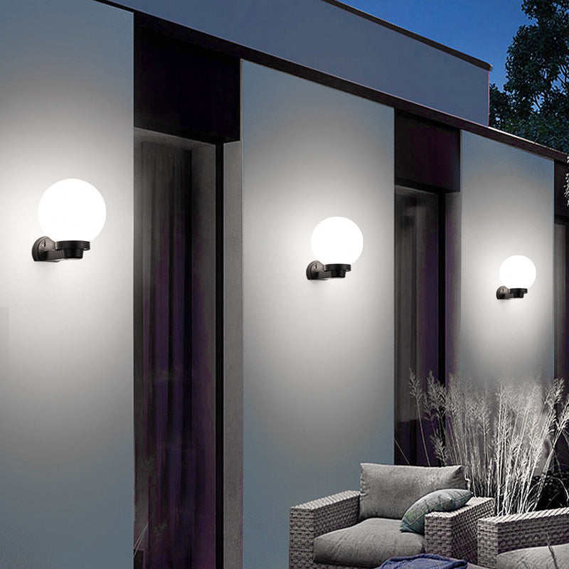 Moderne Schlichtheit Blumenform Quadratisch Zylinder Ball Acryl ABS Eisen 1-Licht Wandleuchte Lampe für Außenbereich Patio | Brehn