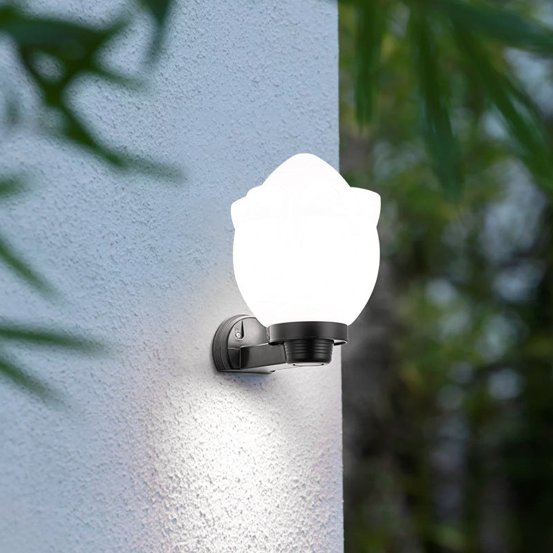 Moderne Schlichtheit Blumenform Quadratisch Zylinder Ball Acryl ABS Eisen 1-Licht Wandleuchte Lampe für Außenbereich Patio | Brehn