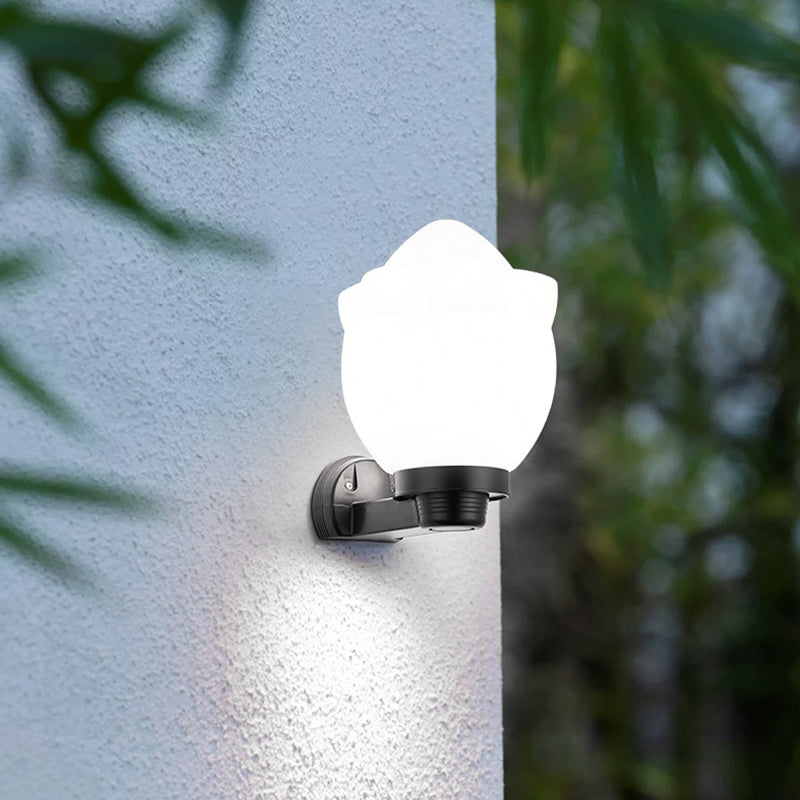 Moderne Schlichtheit Blumenform Quadratisch Zylinder Ball Acryl ABS Eisen 1-Licht Wandleuchte Lampe für Außenbereich Patio | Brehn
