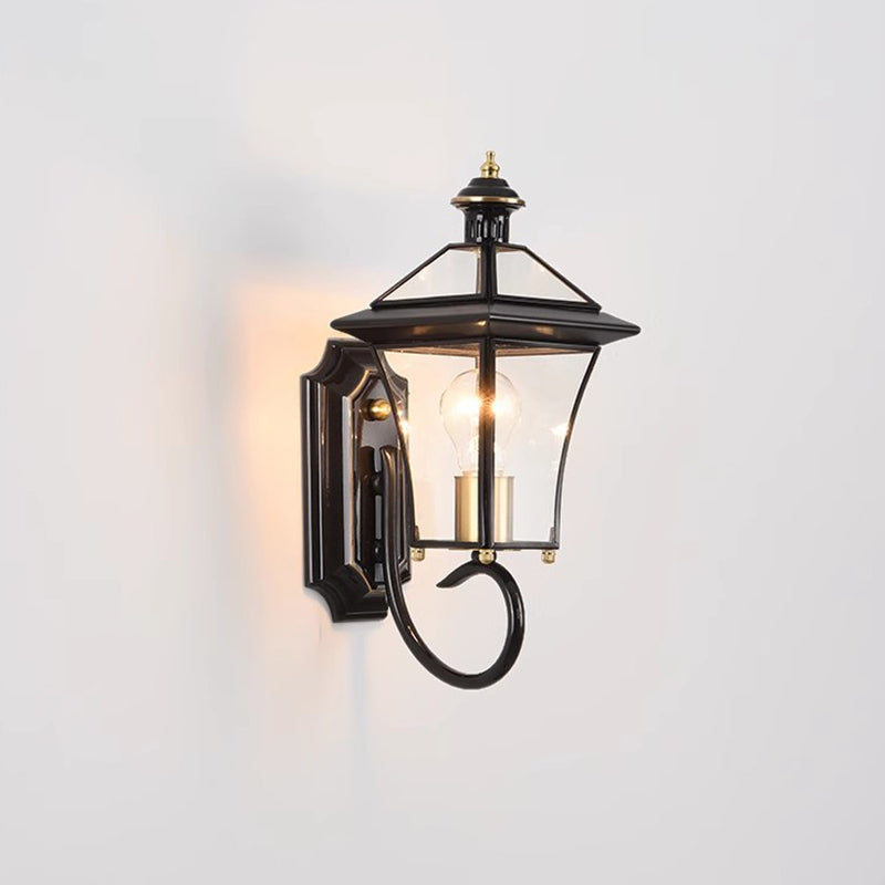 Zeitgenössische nordische Raum quadratische Glas Kupfer 1-Licht Wandleuchte Lampe für Außenpatio | Brehn