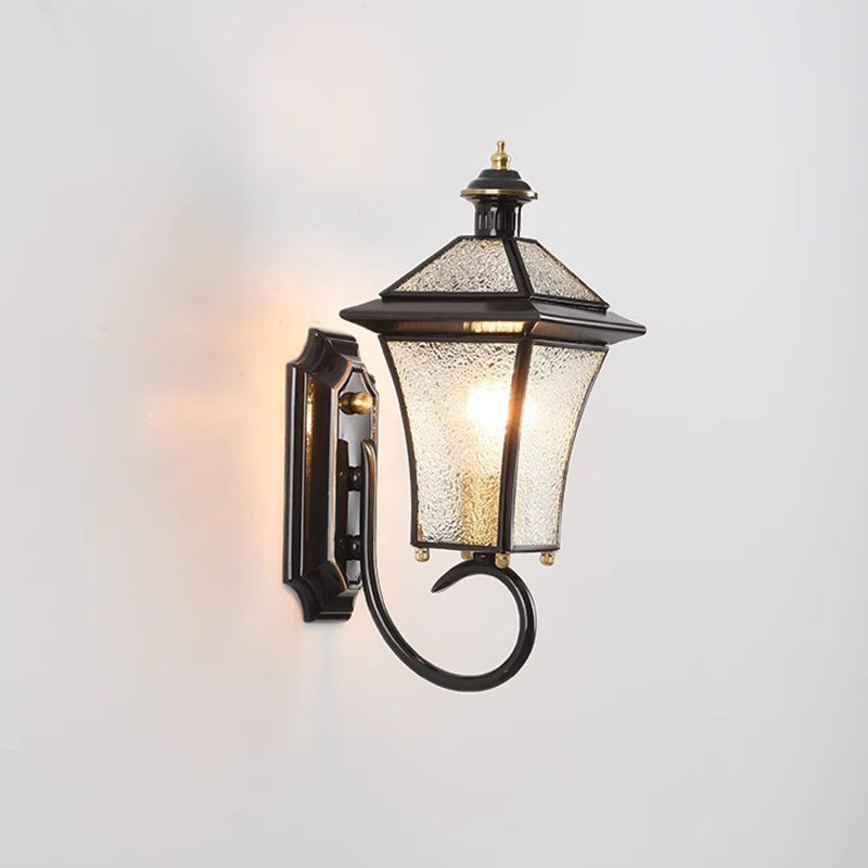 Zeitgenössische nordische Raum quadratische Glas Kupfer 1-Licht Wandleuchte Lampe für Außenpatio | Brehn