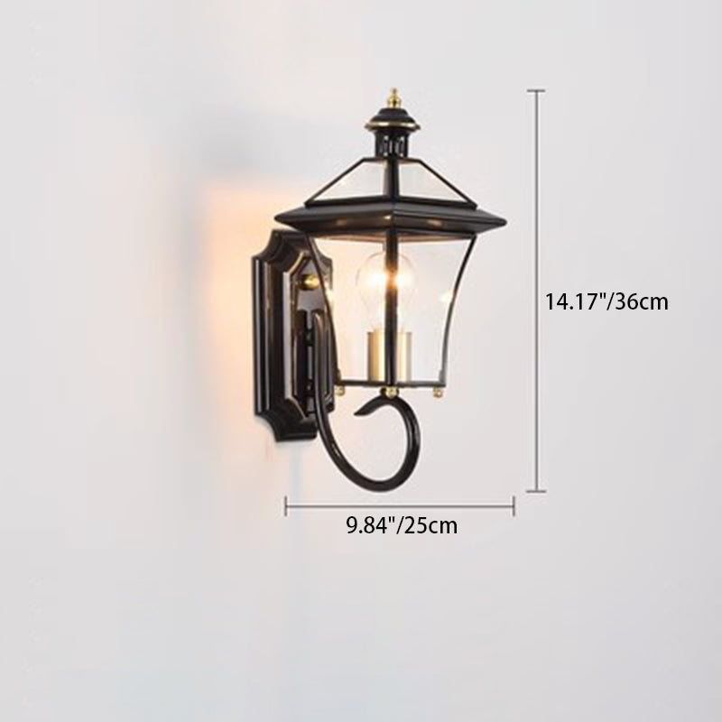 Zeitgenössische nordische Raum quadratische Glas Kupfer 1-Licht Wandleuchte Lampe für Außenpatio | Brehn