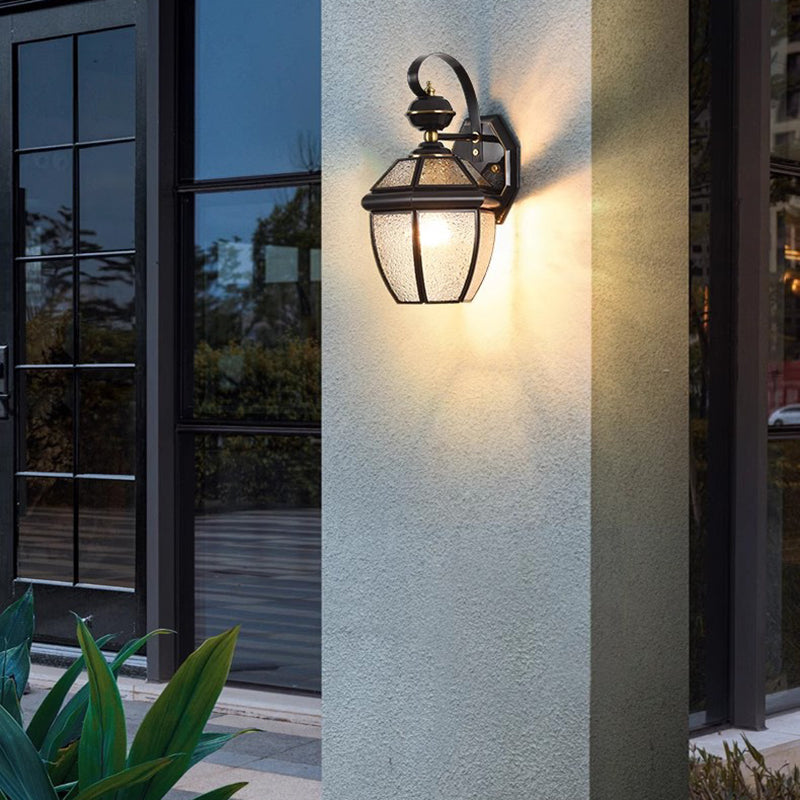 Zeitgenössische nordische Raum quadratische Glas Kupfer 1-Licht Wandleuchte Lampe für Außenpatio | Brehn