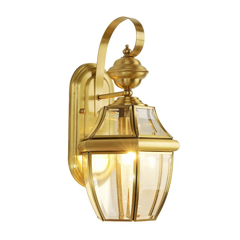 Zeitgenössische skandinavische sechseckige runde quadratische Glas Messing 1/3 Licht Wand-Sconce Lampe für Garten | Brehn