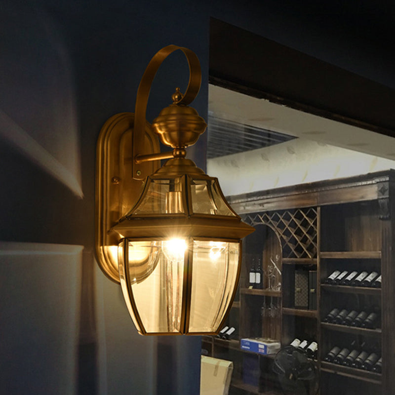 Zeitgenössische skandinavische sechseckige runde quadratische Glas Messing 1/3 Licht Wand-Sconce Lampe für Garten | Brehn