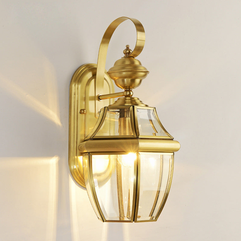 Zeitgenössische skandinavische sechseckige runde quadratische Glas Messing 1/3 Licht Wand-Sconce Lampe für Garten | Brehn