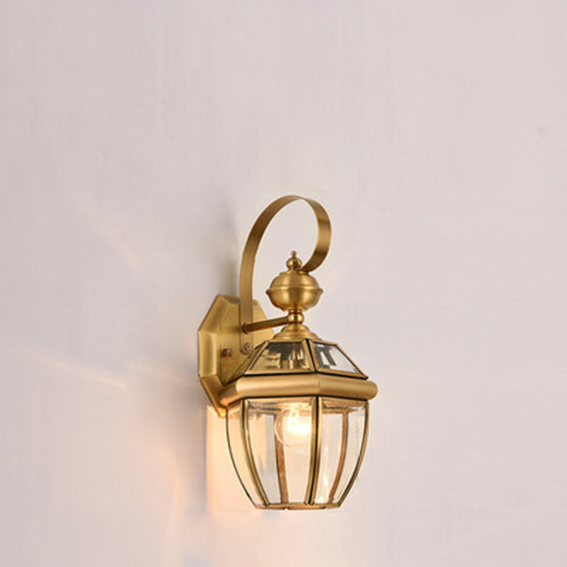 Zeitgenössische skandinavische sechseckige runde quadratische Glas Messing 1/3 Licht Wand-Sconce Lampe für Garten | Brehn