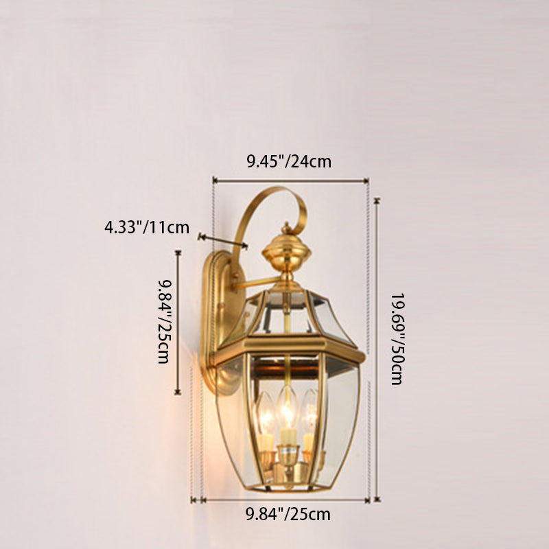 Zeitgenössische skandinavische sechseckige runde quadratische Glas Messing 1/3 Licht Wand-Sconce Lampe für Garten | Brehn