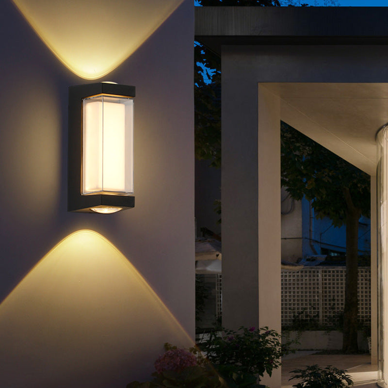 Moderne Einfachheit Rechteck Runde Diamant PC Aluminium LED Wandlampe Für Garten | Brehn
