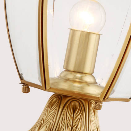 Zeitgenössische skandinavische sechseckige Glockenglas Messing 1-Lampe Außenlicht für Außenpatio | Brehn