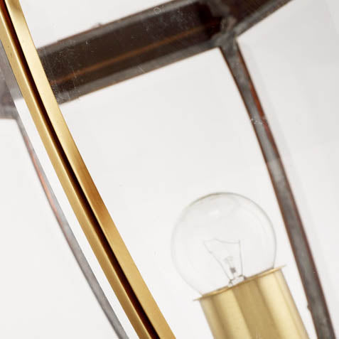 Zeitgenössische skandinavische sechseckige Glockenglas Messing 1-Lampe Außenlicht für Außenpatio | Brehn