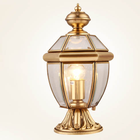 Moderne Luxus Sechseckige Glockenrunde Glas Messing 1-Licht Außenleuchte für den Garten | Brehn