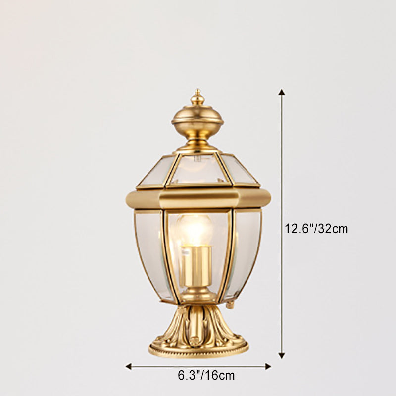 Moderne Luxus Sechseckige Glockenrunde Glas Messing 1-Licht Außenleuchte für den Garten | Brehn