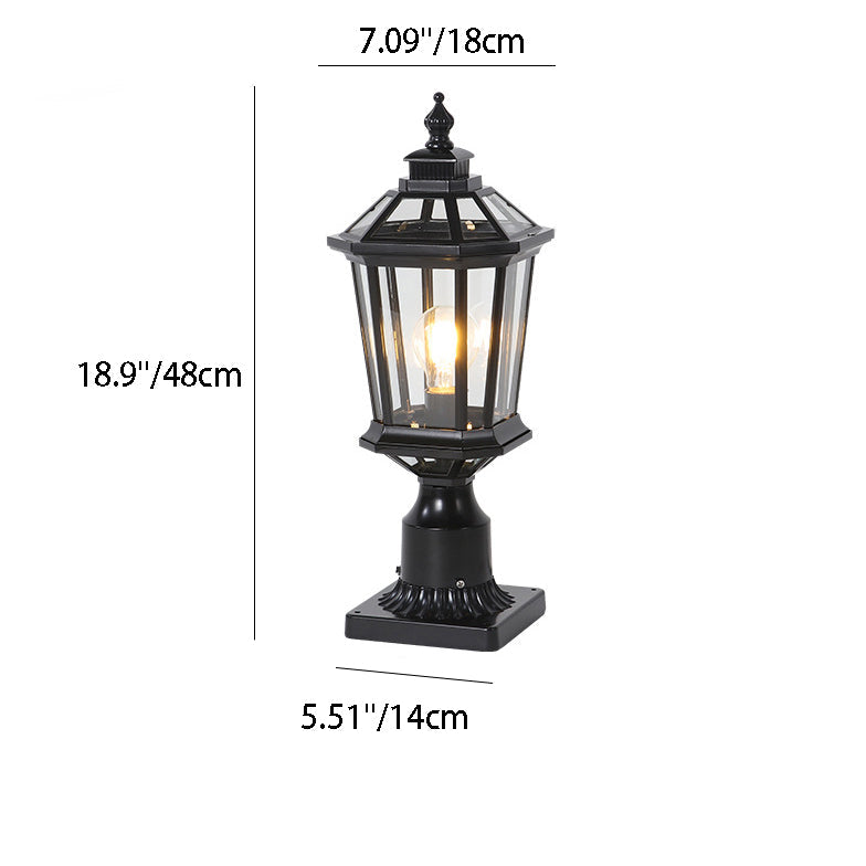 Traditionelle Vintage Achtkantige Quadratische Gebogene Linienglas Aluminium 1-Lampe Außenleuchte Für Garten | Brehn
