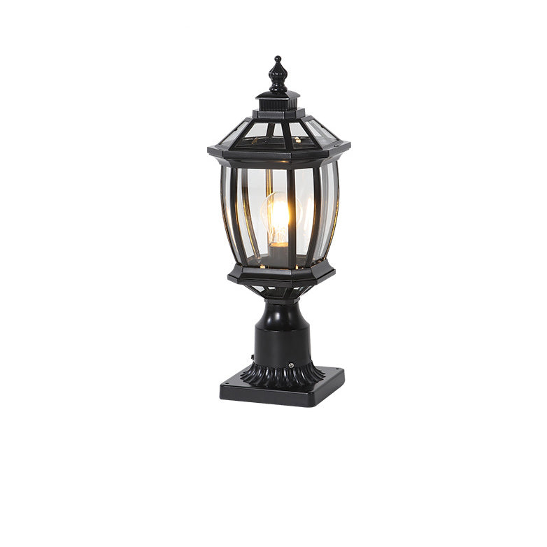 Traditionelle Vintage Achtkantige Quadratische Gebogene Linienglas Aluminium 1-Lampe Außenleuchte Für Garten | Brehn