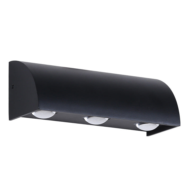 Moderne Einfachheit Wasserdichte Gewölbte Zylindrische Aluminium PC LED Wandleuchte für Außenbereich Patio | Brehn