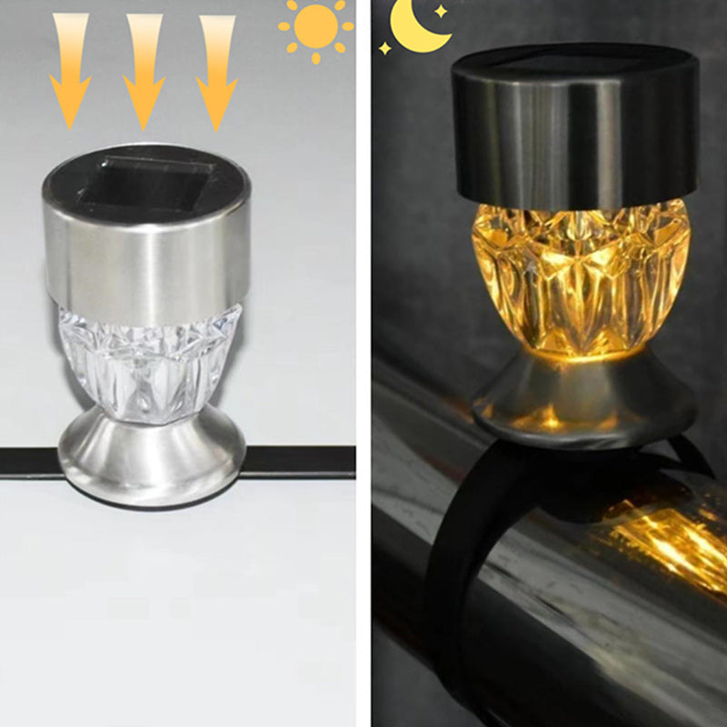 Moderne Einfachheit Solar Wasserdicht PP Edelstahl Diamant Zylinder LED Landschaft Beleuchtung Außenlicht Für Garten | Brehn