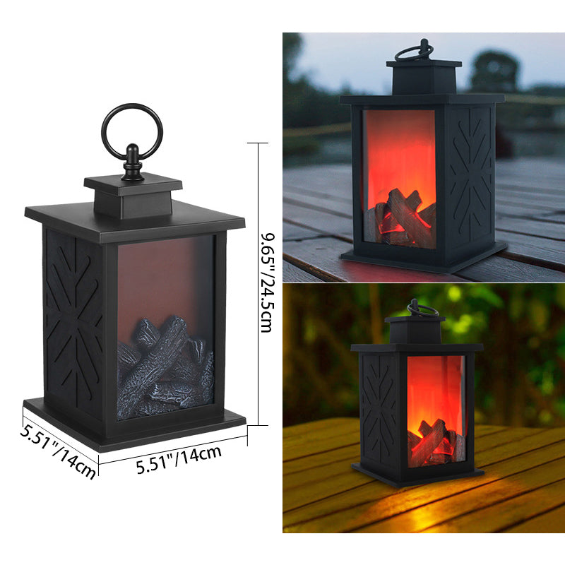 Brehn | Zeitgenössische Retro ABS Simulierte Flamme Kamin Runde Batterie Rechteckige LED Tischlampe Für Wohnzimmer