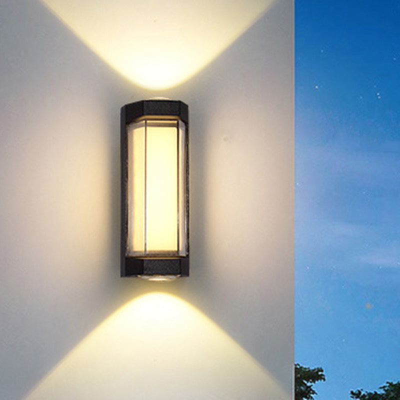 Moderne Einfachheit Wasserdichte Aluminium PC Zylinder Würfel LED Wandleuchte Lampe für Außenpatio | Brehn
