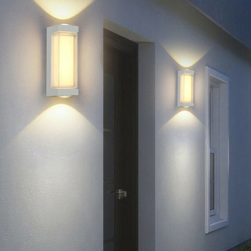 Moderne Einfachheit Wasserdichte Aluminium PC Zylinder Würfel LED Wandleuchte Lampe für Außenpatio | Brehn