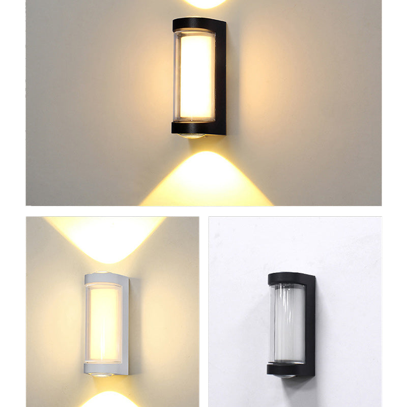 Moderne Einfachheit Wasserdichte Aluminium PC Zylinder Würfel LED Wandleuchte Lampe für Außenpatio | Brehn