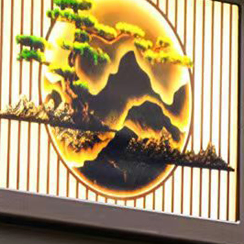 Traditionelle chinesische Solar wasserdichte Aluminium PC Glas Kiefer Baum quadratische Zylinder LED Landschaft Beleuchtung Außenlicht für Außenpatio | Brehn