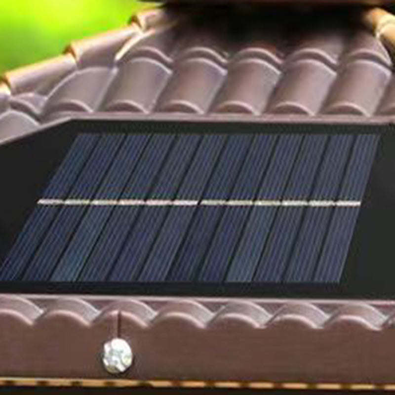 Traditionelle chinesische Solar wasserdichte Aluminium PC Glas Kiefer Baum quadratische Zylinder LED Landschaft Beleuchtung Außenlicht für Außenpatio | Brehn