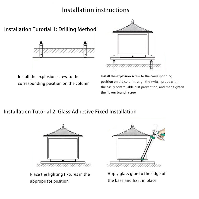 Traditionelle chinesische Solar wasserdichte Aluminium PC Glas Kiefer Baum quadratische Zylinder LED Landschaft Beleuchtung Außenlicht für Außenpatio | Brehn
