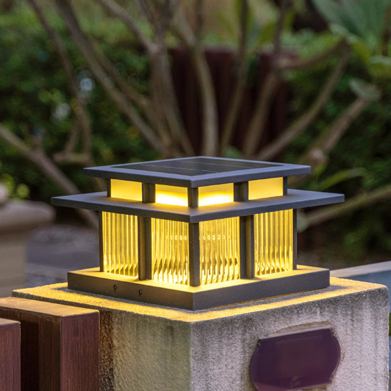 Modern Minimalist Solar Waterproof Square Cylinder Aluminiumlegierung Glas LED Landschaft Beleuchtung Außenlicht Für Außenpatio | Brehn