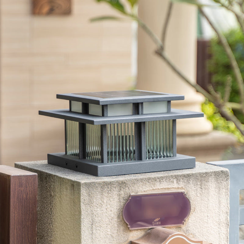 Modern Minimalist Solar Waterproof Square Cylinder Aluminiumlegierung Glas LED Landschaft Beleuchtung Außenlicht Für Außenpatio | Brehn