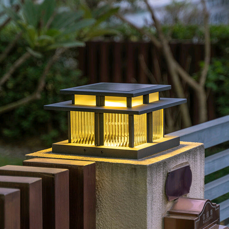 Modern Minimalist Solar Waterproof Square Cylinder Aluminiumlegierung Glas LED Landschaft Beleuchtung Außenlicht Für Außenpatio | Brehn