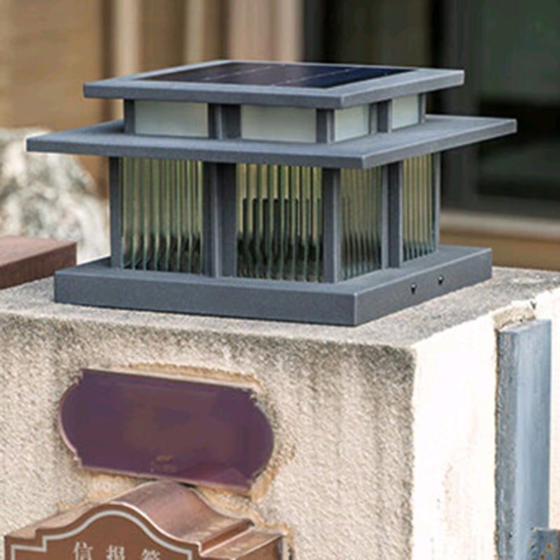 Modern Minimalist Solar Waterproof Square Cylinder Aluminiumlegierung Glas LED Landschaft Beleuchtung Außenlicht Für Außenpatio | Brehn
