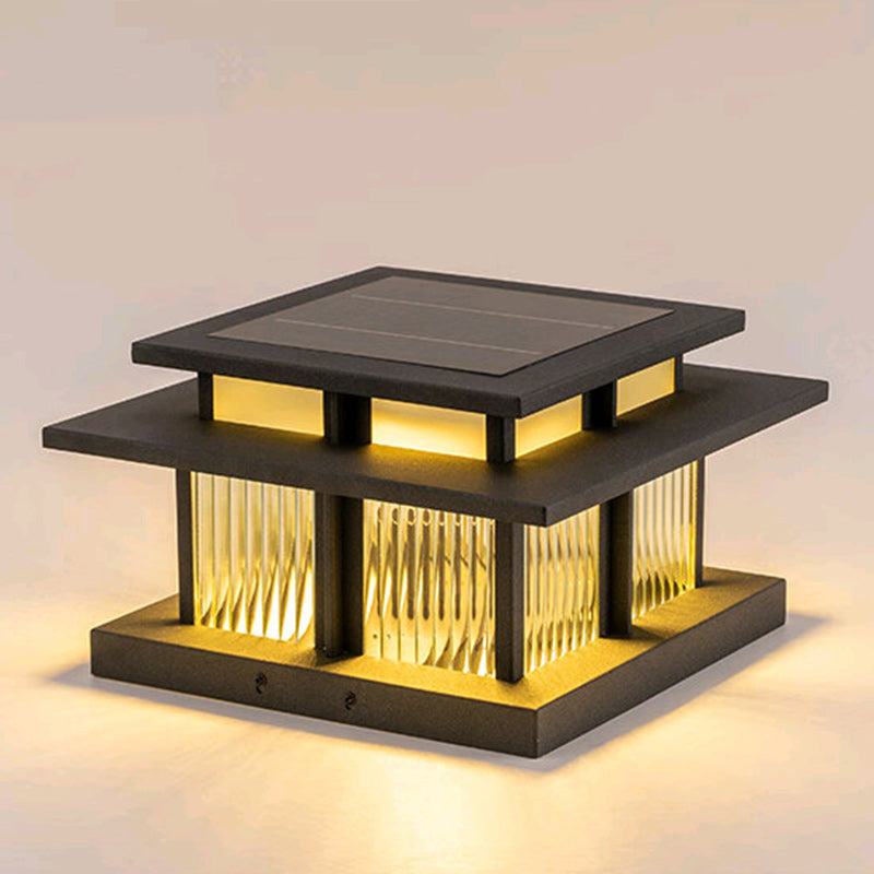 Modern Minimalist Solar Waterproof Square Cylinder Aluminiumlegierung Glas LED Landschaft Beleuchtung Außenlicht Für Außenpatio | Brehn