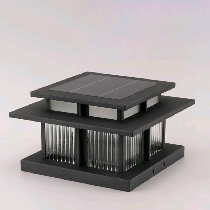 Modern Minimalist Solar Waterproof Square Cylinder Aluminiumlegierung Glas LED Landschaft Beleuchtung Außenlicht Für Außenpatio | Brehn
