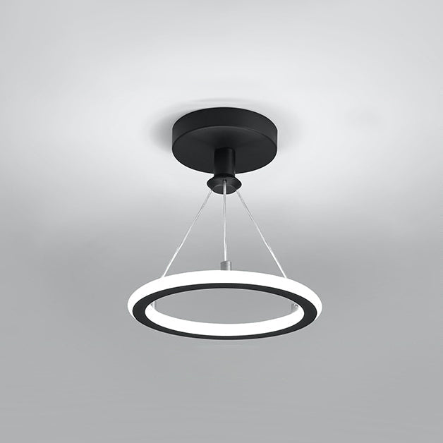 Moderne skandinavische runde LED-Deckenleuchte aus Metall und Siliziumdioxid zur halben Deckenmontage für Flure