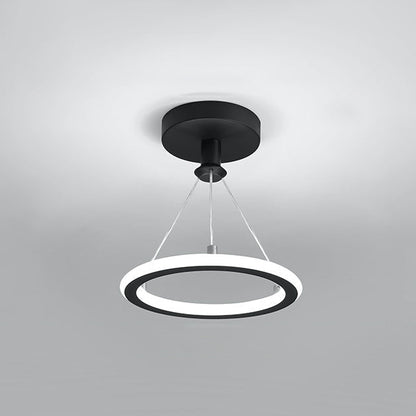 Moderne skandinavische runde LED-Deckenleuchte aus Metall und Siliziumdioxid zur halben Deckenmontage für Flure