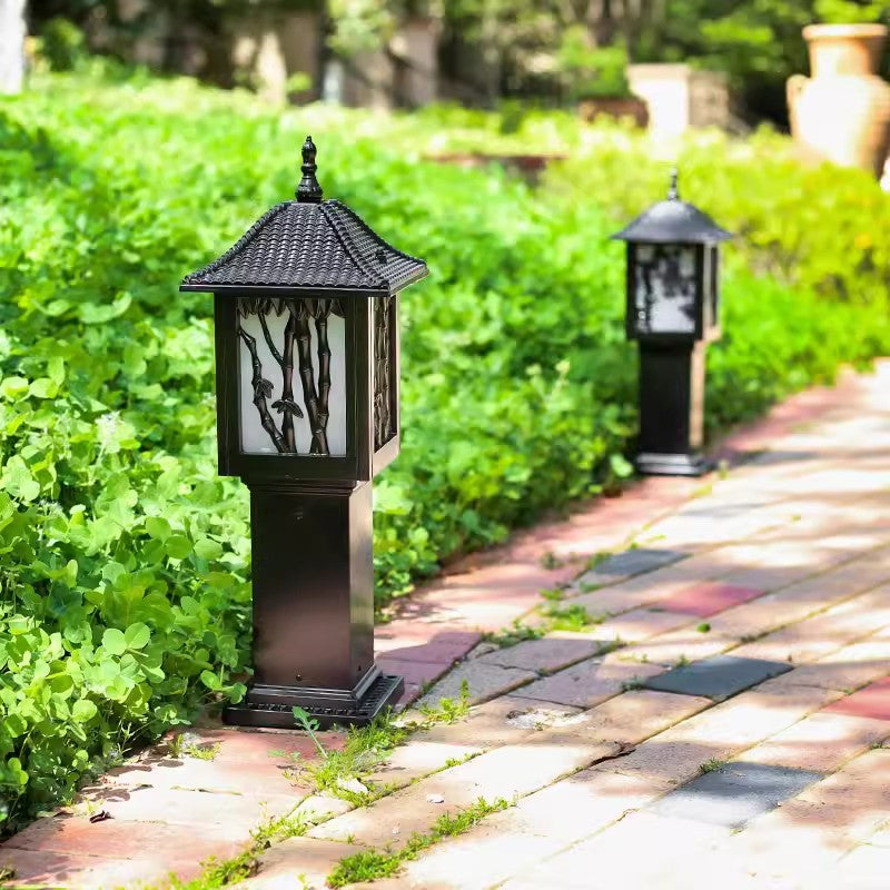 Traditionelle europäische Solar-wasserfeste Aluminiumzylinder-Bambus 1-Licht Landschaftsbeleuchtung Außenbeleuchtung für den Garten | Brehn
