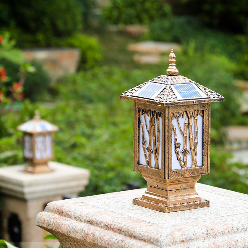 Traditionelle europäische Solar-wasserfeste Aluminiumzylinder-Bambus 1-Licht Landschaftsbeleuchtung Außenbeleuchtung für den Garten | Brehn